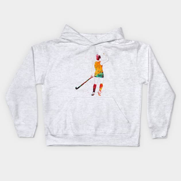 Field Hockey Player Girl Kids Hoodie by erzebeth